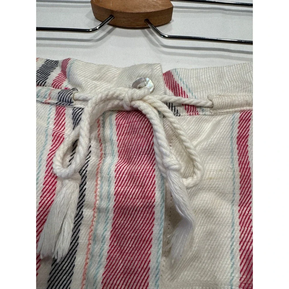 Cupcakes and Cashmere Striped Mini Skirt Drawstring Pockets Small Pink White